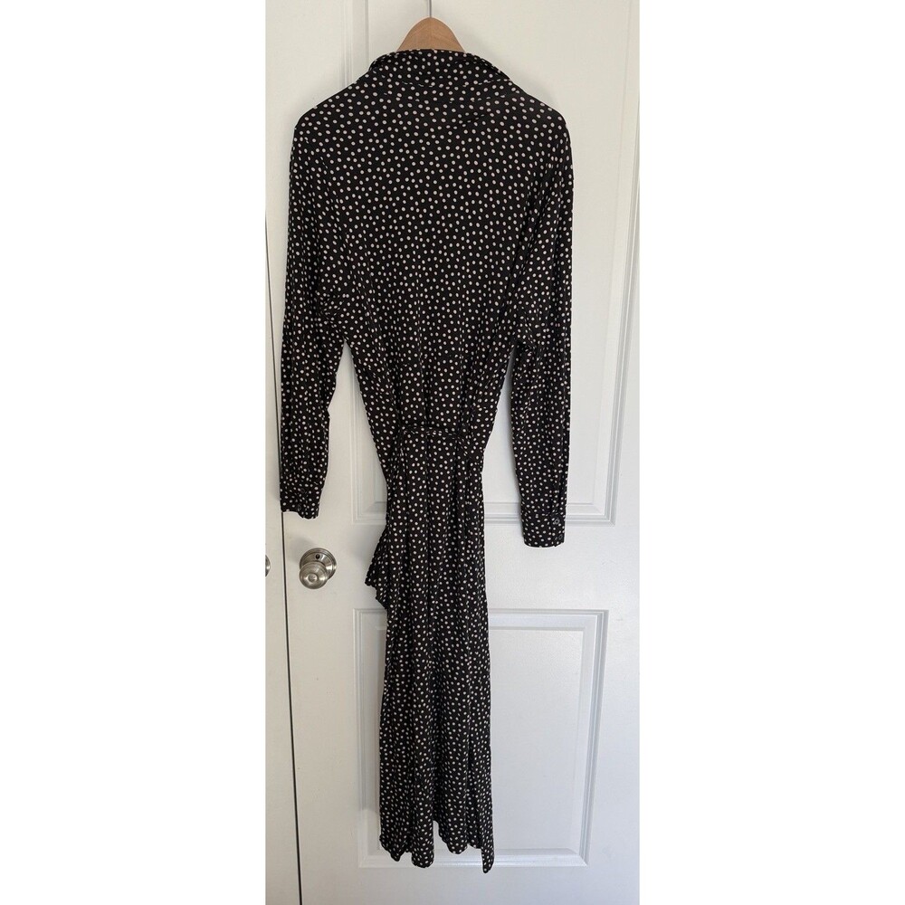 Boden Black beige polka Dot Maxi Shirt Dress Button Front Belted 20-22 plus - Picture 3 of 7